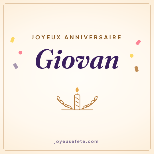 Image carrée « Joyeux anniversaire Giovan » pour WhatsApp