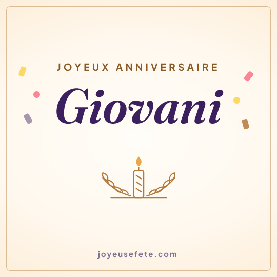Image carrée « Joyeux anniversaire Giovani » pour WhatsApp