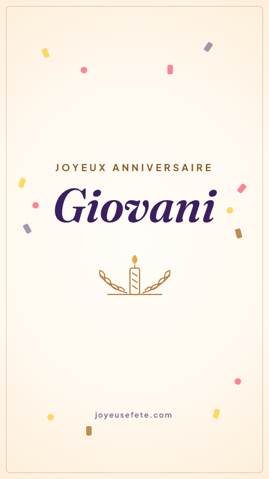 Image « Joyeux anniversaire Giovani » au format story