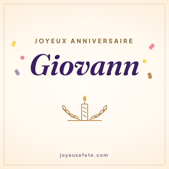 Image carrée « Joyeux anniversaire Giovann » pour WhatsApp