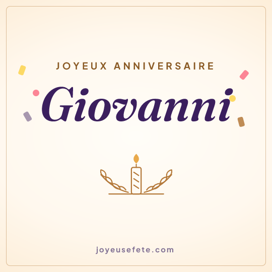 Image carrée « Joyeux anniversaire Giovanni » pour WhatsApp