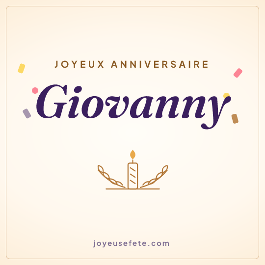 Image carrée « Joyeux anniversaire Giovanny » pour WhatsApp