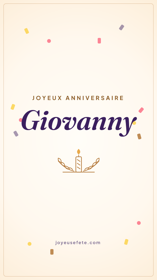 Image « Joyeux anniversaire Giovanny » au format story