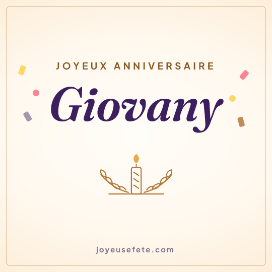 Image carrée « Joyeux anniversaire Giovany » pour WhatsApp
