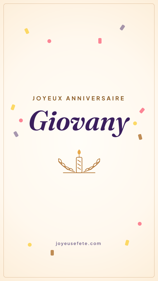 Image « Joyeux anniversaire Giovany » au format story