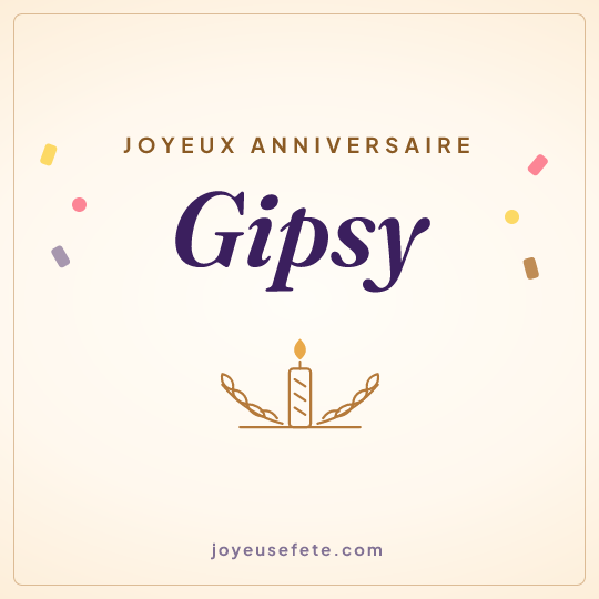 Image carrée « Joyeux anniversaire Gipsy » pour WhatsApp