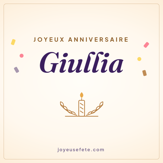 Image carrée « Joyeux anniversaire Giullia » pour WhatsApp