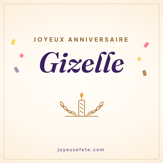 Image carrée « Joyeux anniversaire Gizelle » pour WhatsApp