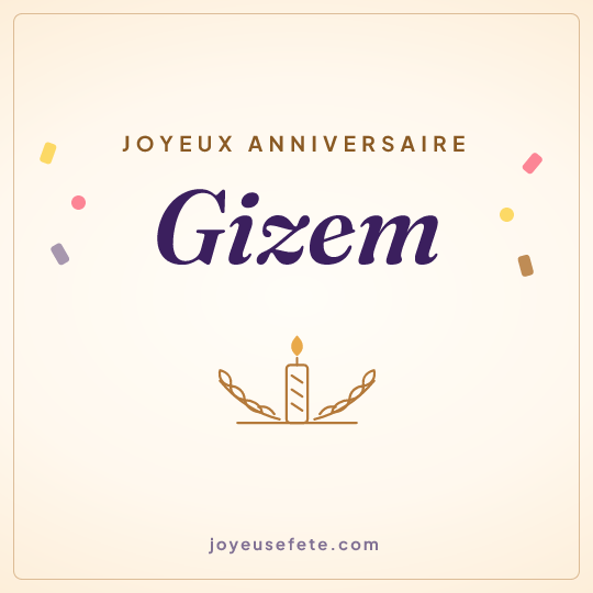 Image carrée « Joyeux anniversaire Gizem » pour WhatsApp