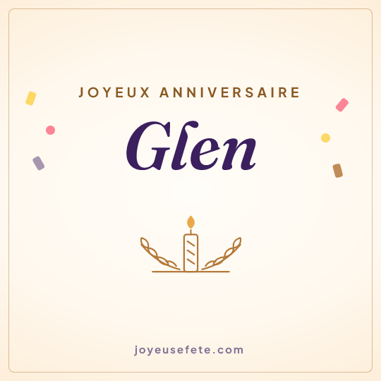 Image carrée « Joyeux anniversaire Glen » pour WhatsApp