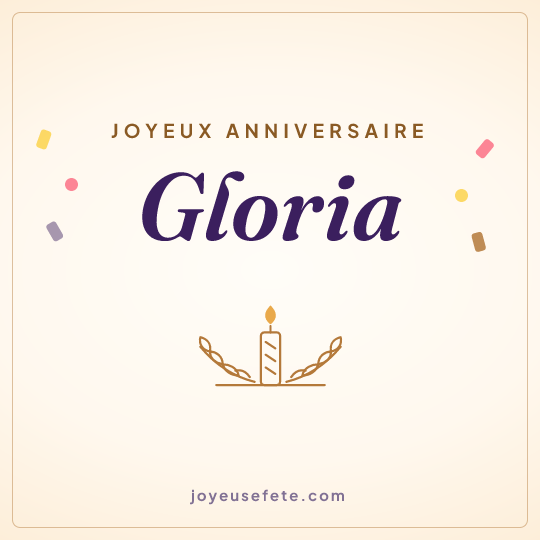 Image carrée « Joyeux anniversaire Gloria » pour WhatsApp
