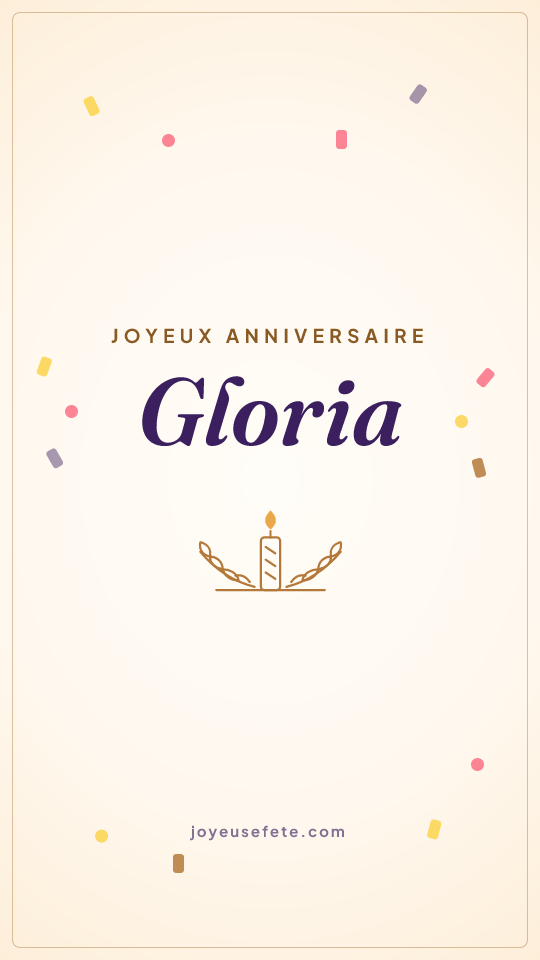 Image « Joyeux anniversaire Gloria » au format story