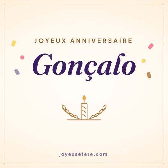 Image carrée « Joyeux anniversaire Gonçalo » pour WhatsApp
