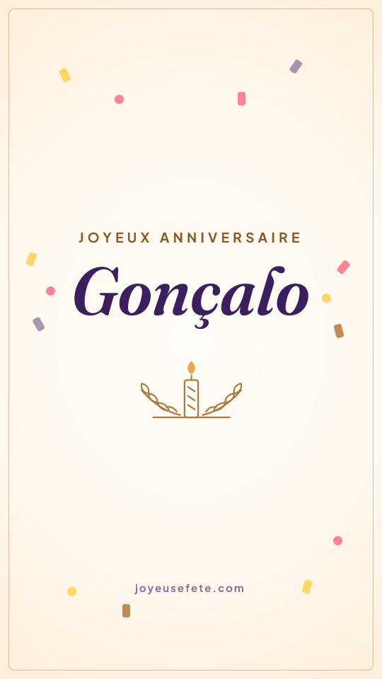 Image « Joyeux anniversaire Gonçalo » au format story