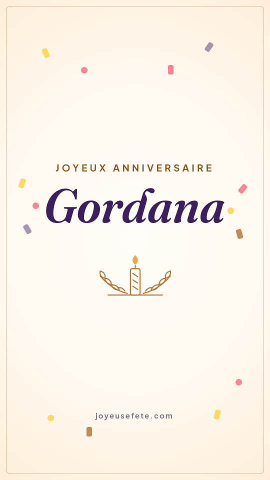 Image « Joyeux anniversaire Gordana » au format story