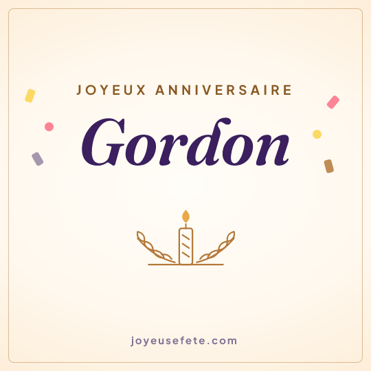 Image carrée « Joyeux anniversaire Gordon » pour WhatsApp