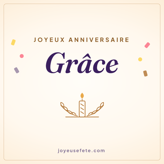 Image carrée « Joyeux anniversaire Grâce » pour WhatsApp