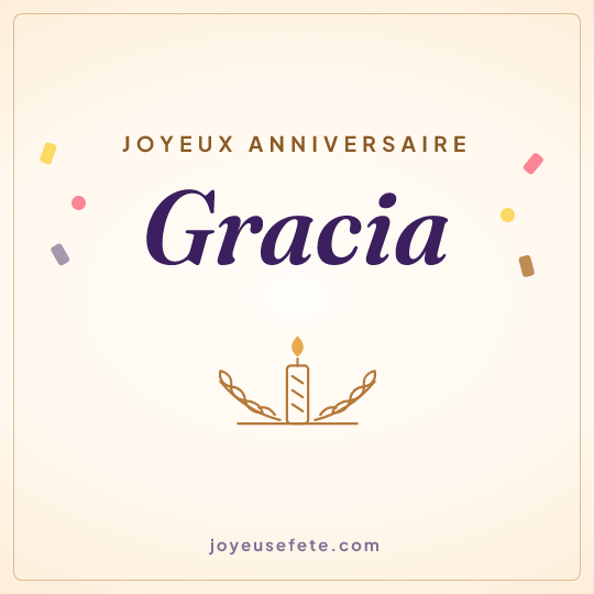 Image carrée « Joyeux anniversaire Gracia » pour WhatsApp