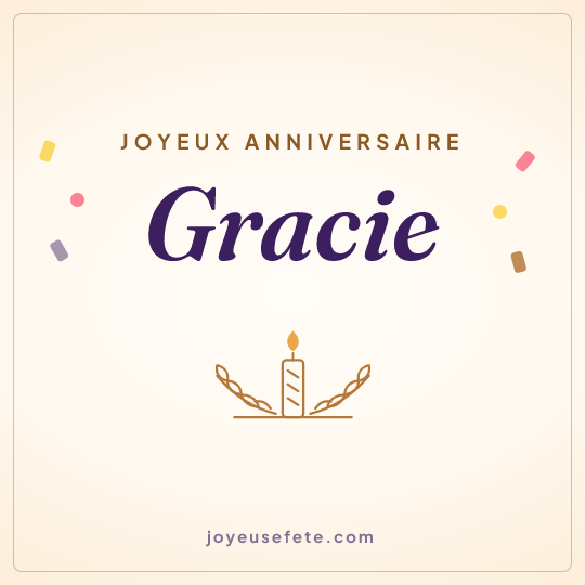 Image carrée « Joyeux anniversaire Gracie » pour WhatsApp