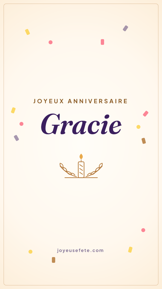Image « Joyeux anniversaire Gracie » au format story