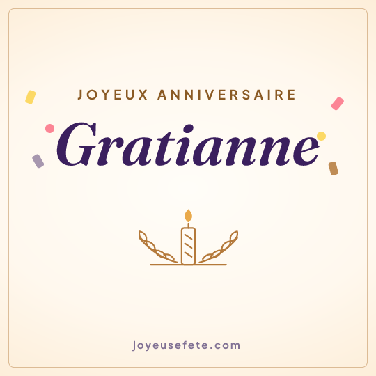 Image carrée « Joyeux anniversaire Gratianne » pour WhatsApp