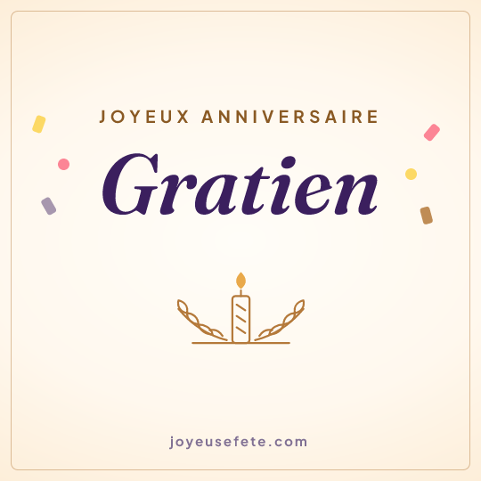 Image carrée « Joyeux anniversaire Gratien » pour WhatsApp