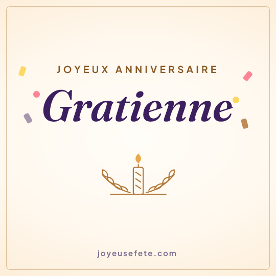 Image carrée « Joyeux anniversaire Gratienne » pour WhatsApp