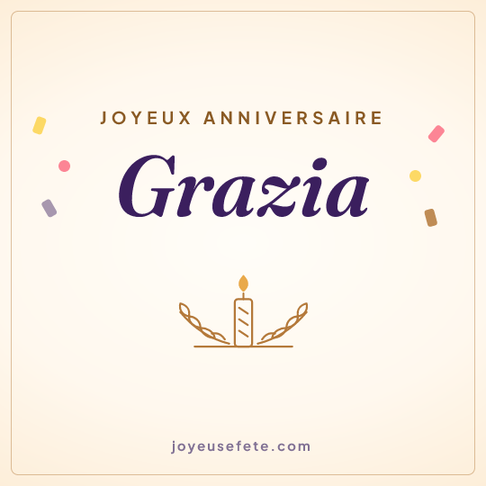 Image carrée « Joyeux anniversaire Grazia » pour WhatsApp