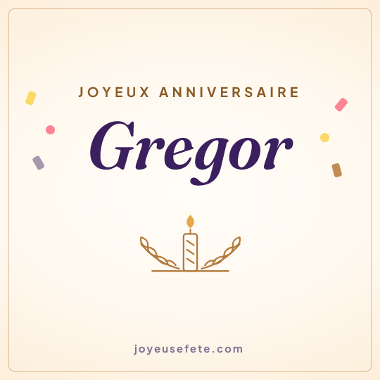 Image carrée « Joyeux anniversaire Gregor » pour WhatsApp