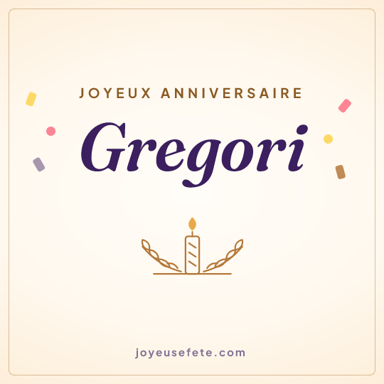 Image carrée « Joyeux anniversaire Gregori » pour WhatsApp