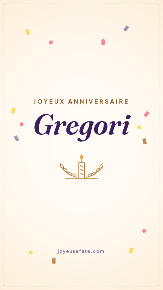Image « Joyeux anniversaire Gregori » au format story