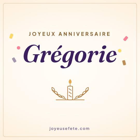 Image carrée « Joyeux anniversaire Grégorie » pour WhatsApp