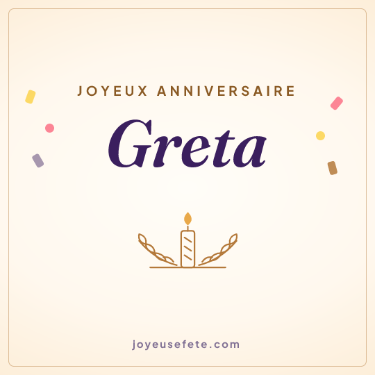 Image carrée « Joyeux anniversaire Greta » pour WhatsApp