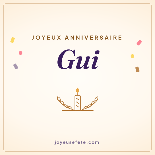 Image carrée « Joyeux anniversaire Gui » pour WhatsApp