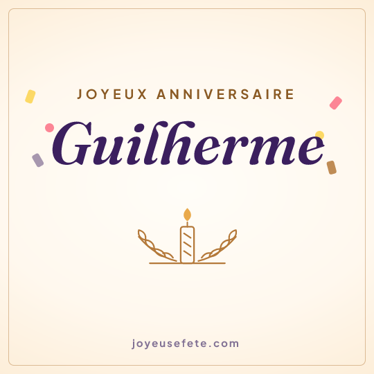 Image carrée « Joyeux anniversaire Guilherme » pour WhatsApp