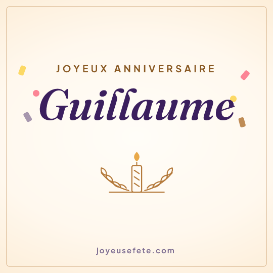 Image carrée « Joyeux anniversaire Guillaume » pour WhatsApp