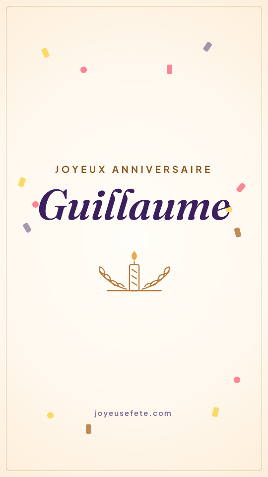 Image « Joyeux anniversaire Guillaume » au format story