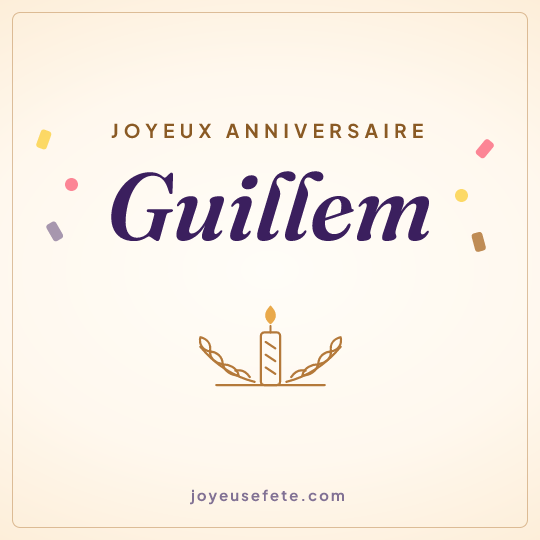 Image carrée « Joyeux anniversaire Guillem » pour WhatsApp