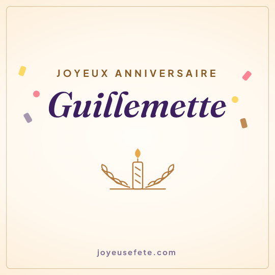 Image carrée « Joyeux anniversaire Guillemette » pour WhatsApp
