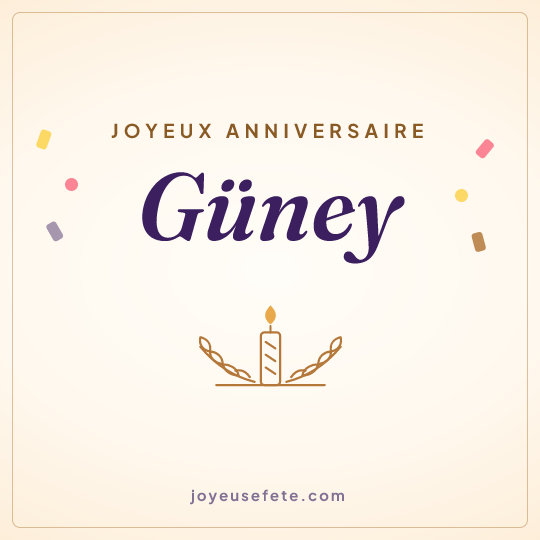 Image carrée « Joyeux anniversaire Güney » pour WhatsApp