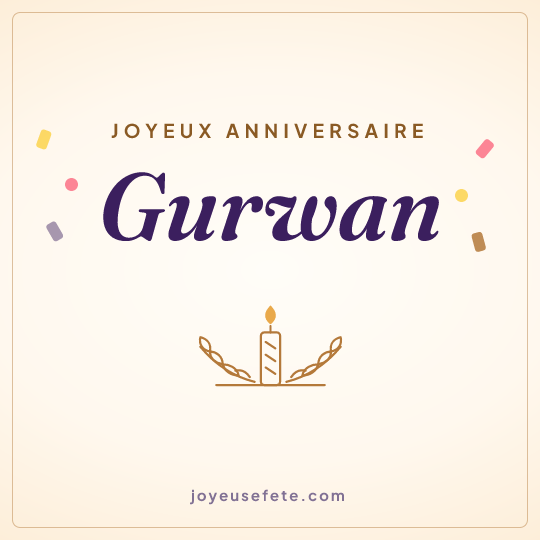Image carrée « Joyeux anniversaire Gurwan » pour WhatsApp