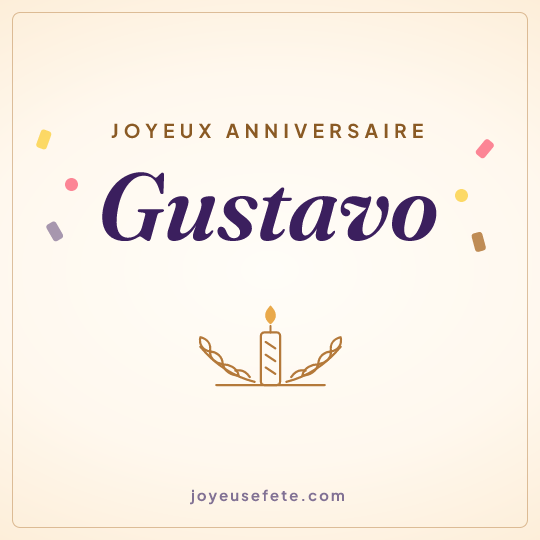 Image carrée « Joyeux anniversaire Gustavo » pour WhatsApp