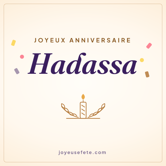 Image carrée « Joyeux anniversaire Hadassa » pour WhatsApp