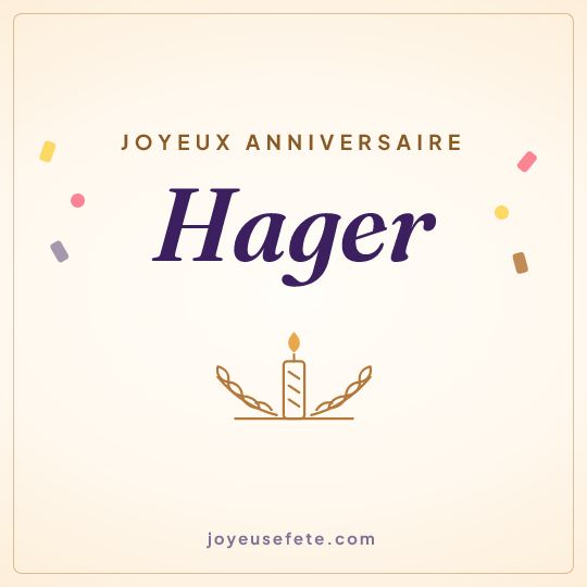 Image carrée « Joyeux anniversaire Hager » pour WhatsApp