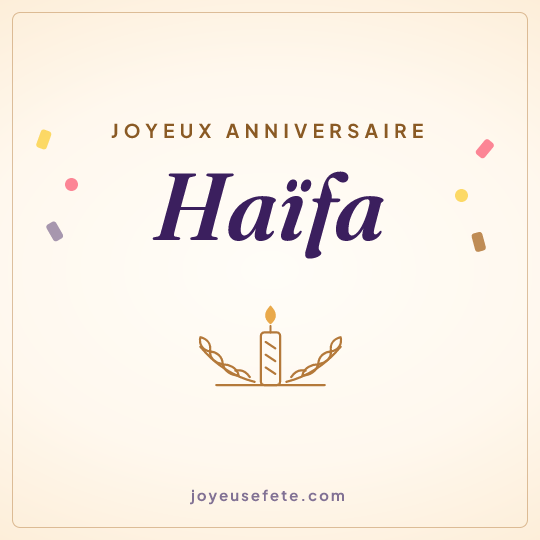 Image carrée « Joyeux anniversaire Haïfa » pour WhatsApp