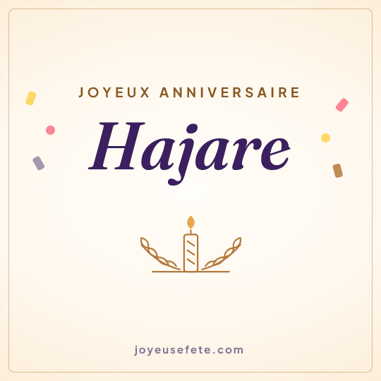 Image carrée « Joyeux anniversaire Hajare » pour WhatsApp