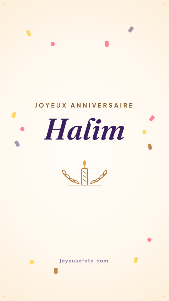 Image « Joyeux anniversaire Halim » au format story