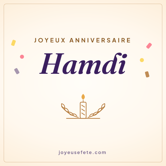Image carrée « Joyeux anniversaire Hamdi » pour WhatsApp