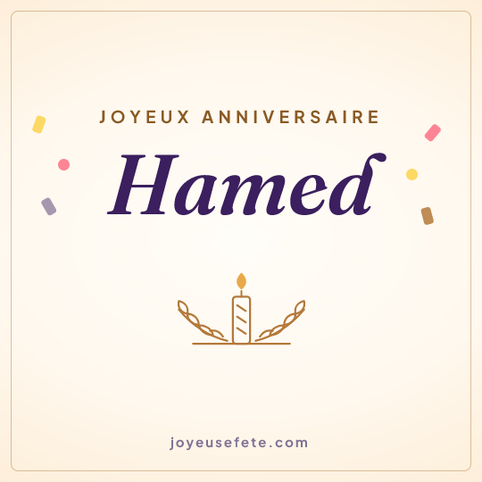 Image carrée « Joyeux anniversaire Hamed » pour WhatsApp