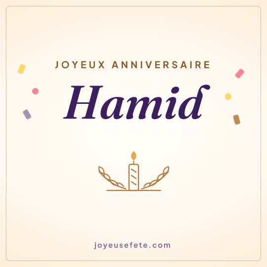 Image carrée « Joyeux anniversaire Hamid » pour WhatsApp